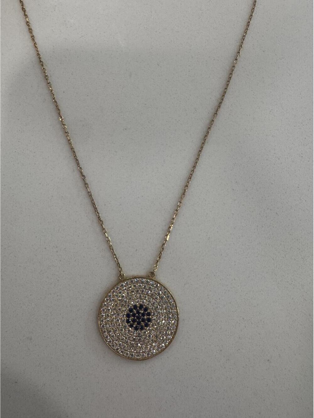 Frieda Rothman gold over sterling evil eye pave necklace, 18 inches